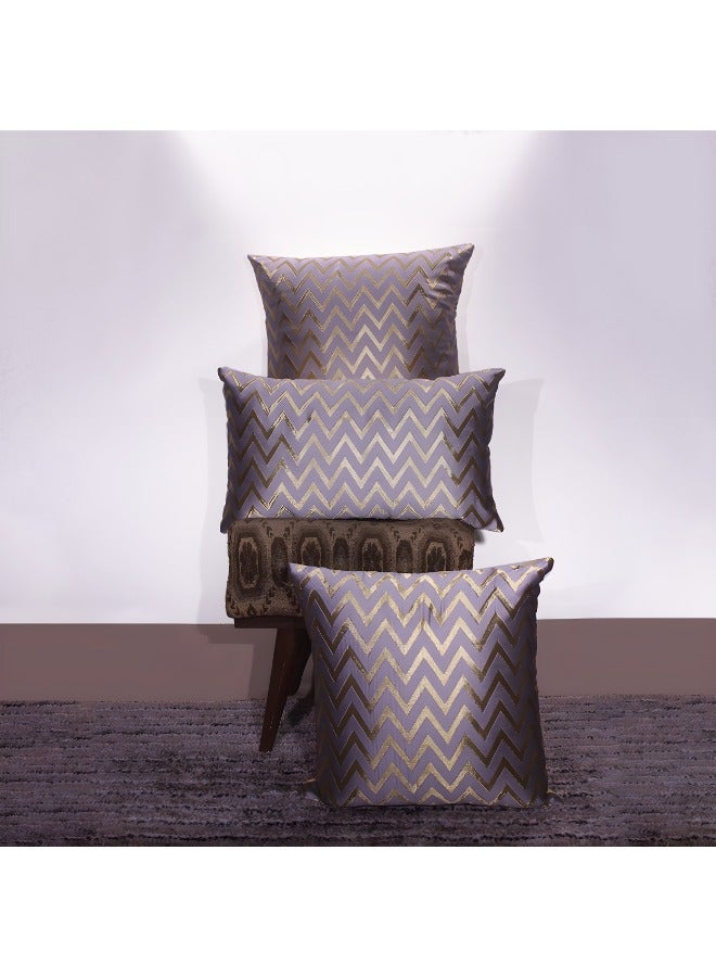 BYFT Orchard Cushion Cover 18 x 18 inch (Zig Zag Design - Grey) 45 x 45 cm Luxury Decorative Cushion Cover for Sofa, Bed & Living Room- Set of 2 without inserts - Image 1