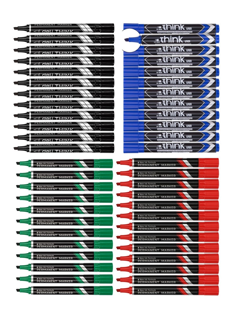 Deli  markers دائمة متعددة الألوان برأس إزميل 48 قطعة - Image 1