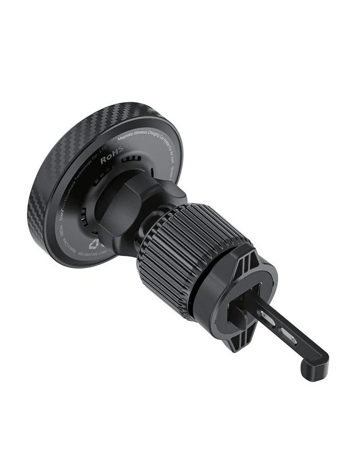 ACEFAST D33 Magnetic Wireless Car Charging Holder for Air Vent – Qi2 Certified 15W Fast Charger | Auto-Align Magnetic Mount for MagSafe & Qi-Enabled Phones | Compact, Heat-Resistant & Secure Air Vent Clip Design | Hands-Free Navigation – Black - Image 2