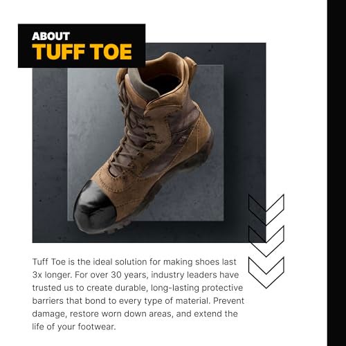 Tuff Toe Boot Toe Protector V2 Adhesive, Extra Strong Shoe Glue Toe Protectors for Shoes & Work Boots - Waterproof, Heat Resistant, Heavy Duty Protective Layer & Shoe Repair Kit - Covers 2 Shoes, Black Color - Image 5