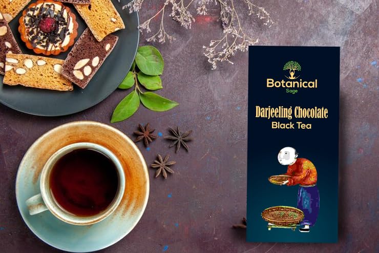 Botanical Sage- Darjeeling chocolate Black Tea 40 Pyramid Teabags | Darjeeling Black Tea With cocoa | Selelcted | Luxury Tea - Image 2