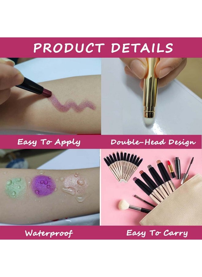 TWLBXMG - 2 In 1 Rose Red Cream Eyeshadow Stick For Eye Makeup Shimmer Eyeshadow Pencil Eyeliner Palette Dark Light Matte Hypoallergenic Waterproof Long Lasting Eye Shadow Multi-Dimensional Eyes Look 06 - Image 1