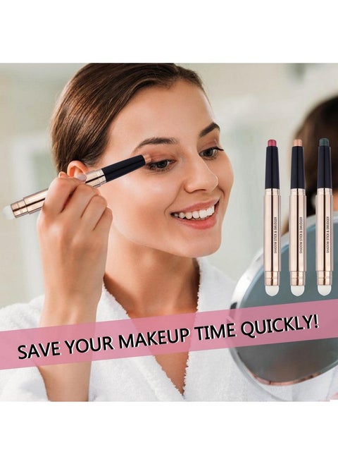2 In 1 Rose Red Cream Eyeshadow Stick For Eye Makeup Shimmer Eyeshadow Pencil Eyeliner Palette Dark Light Matte Hypoallergenic Waterproof Long Lasting Eye Shadow Multi-Dimensional Eyes Look 06