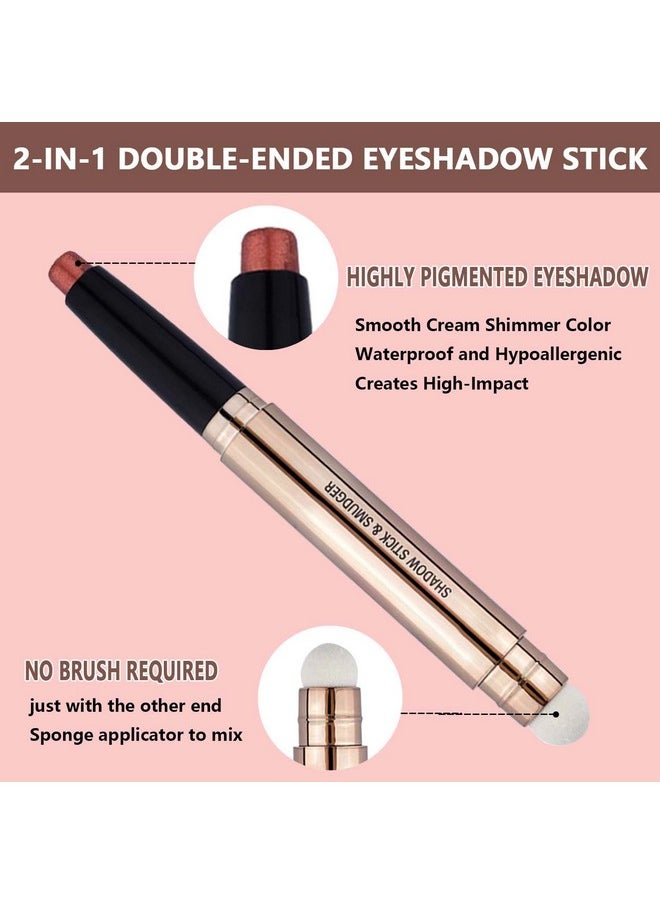 TWLBXMG - 2 In 1 Rose Red Cream Eyeshadow Stick For Eye Makeup Shimmer Eyeshadow Pencil Eyeliner Palette Dark Light Matte Hypoallergenic Waterproof Long Lasting Eye Shadow Multi-Dimensional Eyes Look 06 - Image 1