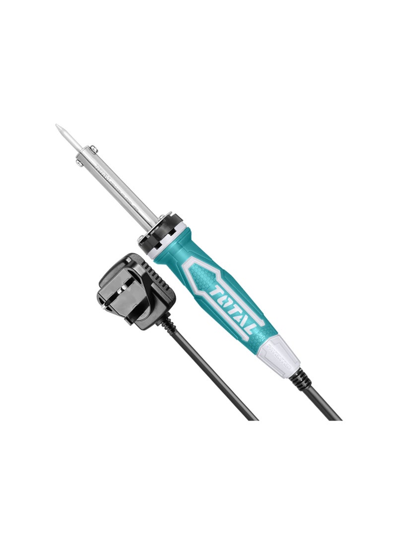 TOTAL 40W Electric Soldering Iron (220-240V) with BS Plug - Professional Welding Tool with Long-Life Replaceable Straight Tip and Safety Stand - TET1406-8 - Image 1