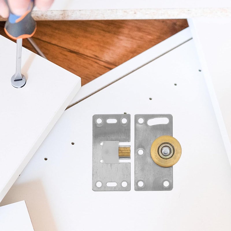 Brushed Stainless Steel Sliding Cabinet Door Pulley Wheel Wardrobe Sliding Door Rollers Hardware for Closet Tracks Silver Replacement Set - Image 4