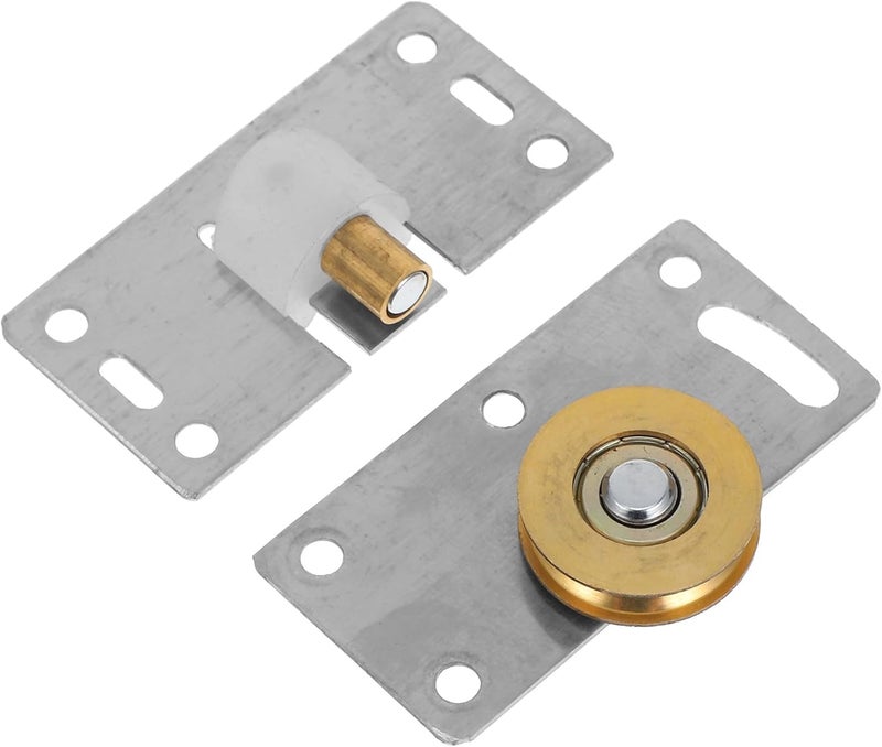 Brushed Stainless Steel Sliding Cabinet Door Pulley Wheel Wardrobe Sliding Door Rollers Hardware for Closet Tracks Silver Replacement Set - Image 1