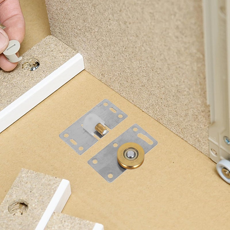 Brushed Stainless Steel Sliding Cabinet Door Pulley Wheel Wardrobe Sliding Door Rollers Hardware for Closet Tracks Silver Replacement Set - Image 5