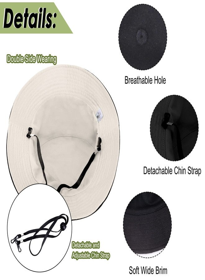 CHUANGLI Oversize XXL Cotton Bucket, Unisex Reversible Trendy Fisherman Hats, Double Side Wear Fishing Hat Summer Sun Hat Black-Beige - Image 5