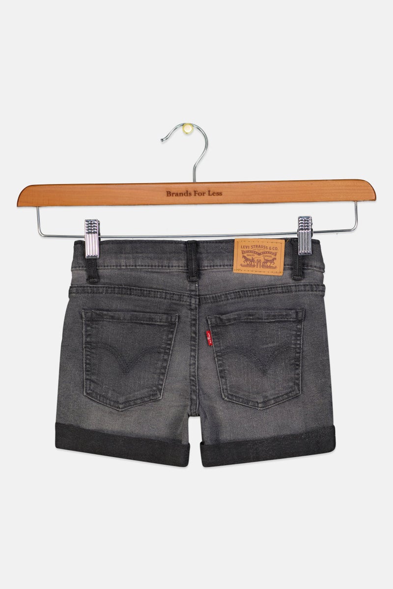 Levi's Kids Girl Washed Girlfriend Denim Shorts, Charcoal - Image 3