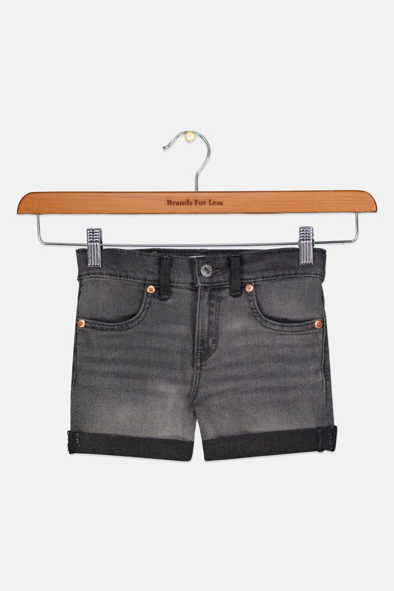 Levi's Kids Girl Washed Girlfriend Denim Shorts, Charcoal - Image 2