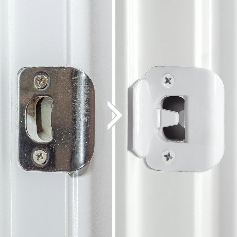 BrainExploder Door Silencer Strike Plate - Flexible, Noise Eliminating Fix for Loud Latches | Fits with No Modifications, Stops Slamming | -20 dB | 4X Quieter | White/Two Pack - Image 4