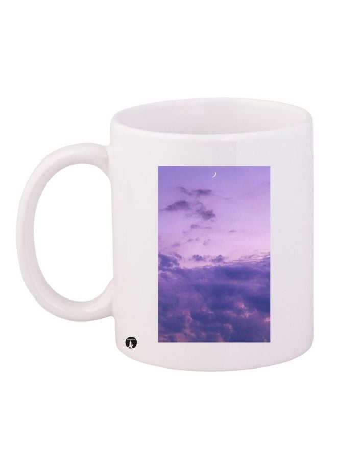 RYN Clouds Printed Coffee Mug White/Purple 11ounce