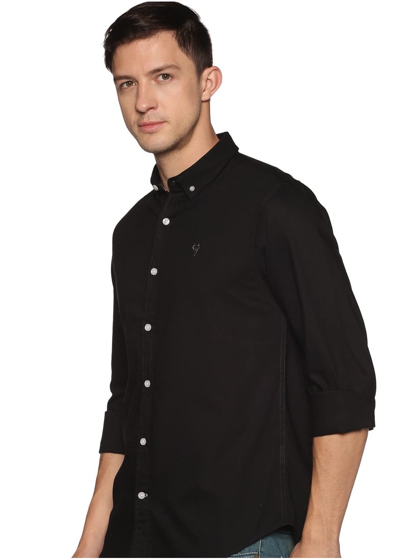 U.S. ELK Men's Button Down Shirt | Casual Slim Fit Shirt | Long Sleeve Oxford Shirts For Men | Smart Fit Cuff -  Black  - Image 1
