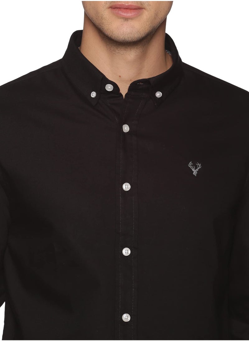 U.S. ELK Men's Button Down Shirt | Casual Slim Fit Shirt | Long Sleeve Oxford Shirts For Men | Smart Fit Cuff -  Black  - Image 2