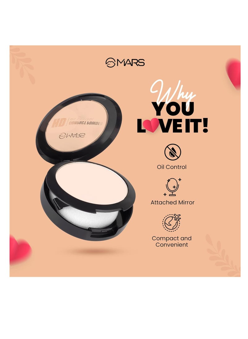 مارس بودرة مضغوطة غير لامعة من مارس HD، تركيبة خفيفة الوزن مع التحكم في الزيت، تدوم طويلاً ومناسبة للسفر، 8 جم 02 فانيلا - Image 2