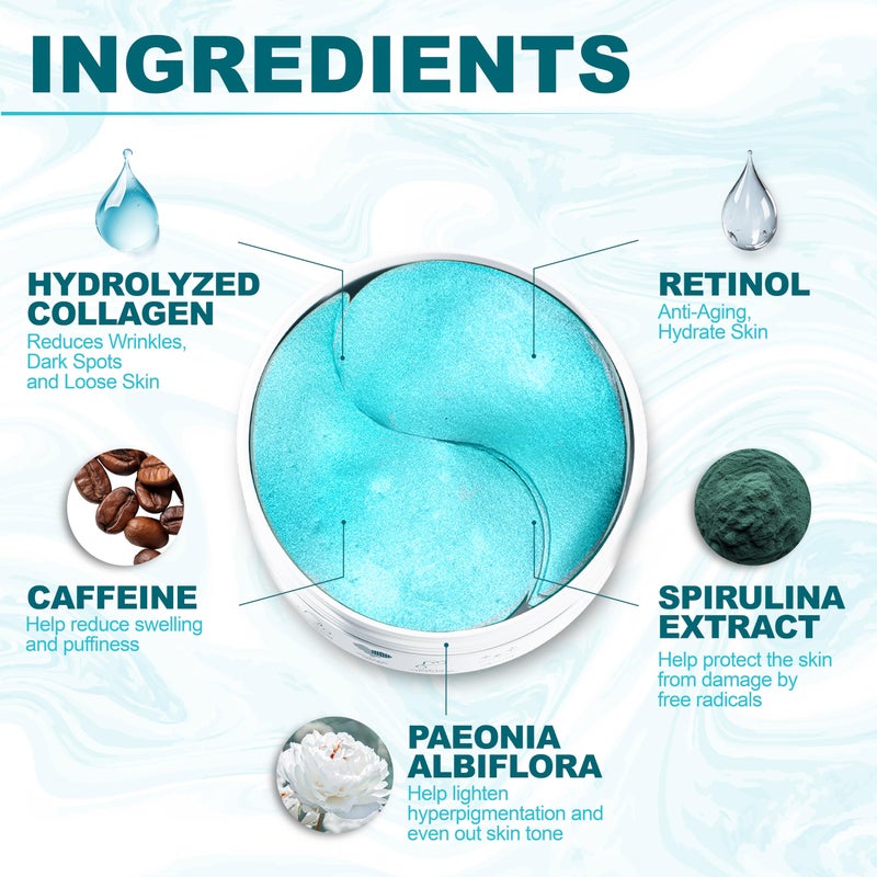 Arvesa Under Eye Patches For Puffy Eyes And Dark Circles - Retinol Collagen Under Eye Masks - Reduce Wrinkles & Bags - Skin Treatment Pads - Anti Aging Moisturizer Mask For Women Gift - 60 Gel Pads - Image 3