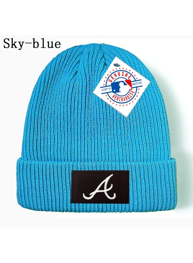 New Era MLB Atlanta Braves Sky-Blue Rib Knit Beanie - Fresh Warm Winter Streetwear Cap