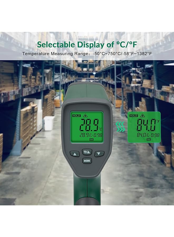 إنك بيرد مقياس حرارة بالأشعة تحت الحمراء، مسدس ترمومتر فرن البيتزا، مسدس ليزر رقمي لقياس درجة الحرارة من -50 درجة مئوية إلى 750 درجة مئوية للبيتزا/الفرن/الطهي/الشواء/المطبخ - Image 5