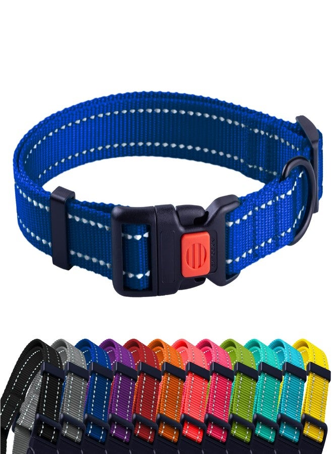 CollarDirect Reflective Dog Collar for a Small, Medium, Large Dog or Puppy with a Quick Release Buckle - Boy and Girl - Nylon Suitable for Swimming (10-13 Inch, Blue) - Image 1