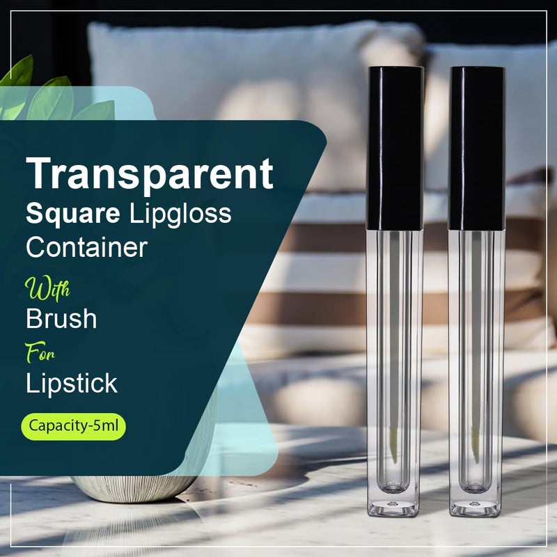nsb herbals nsb herbals 5 ml Square Premium Acrylic Empty Lip Gloss Lip Care Cosmetic Mascara Liquid Eye Shadow Transparent Empty Clear Lip Containers Tubes Refillable Bottle With Plug Pack Of 1  - Image 2