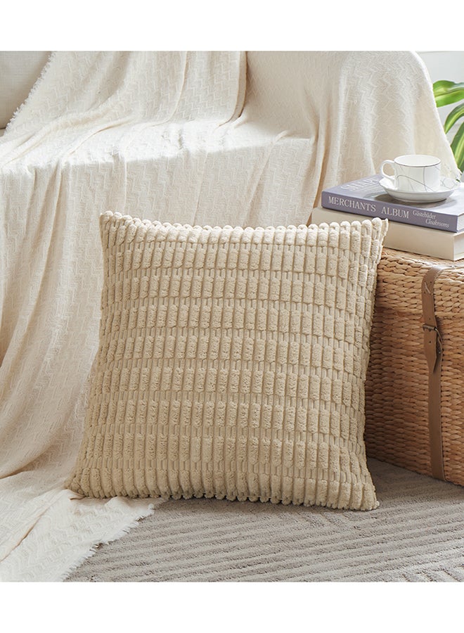 Fancy Homi مجموعة من 2 أغطية وسائد زخرفية محايدة للكنبة، السرير والأريكة، ناعمة ورقيقة بنمط قطن مضلع، تصميم جمالي وحديث - 45x45 سم - بني - Image 2