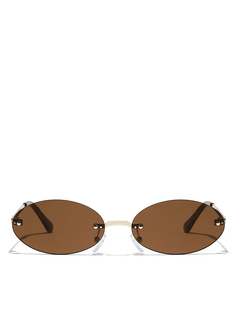 Blackout JENNIFER Women Japanese Gold Sunglasses - Frame Material: Metal - Frame Color: Japanese Gold - Lens Color: Brown - Full Rim