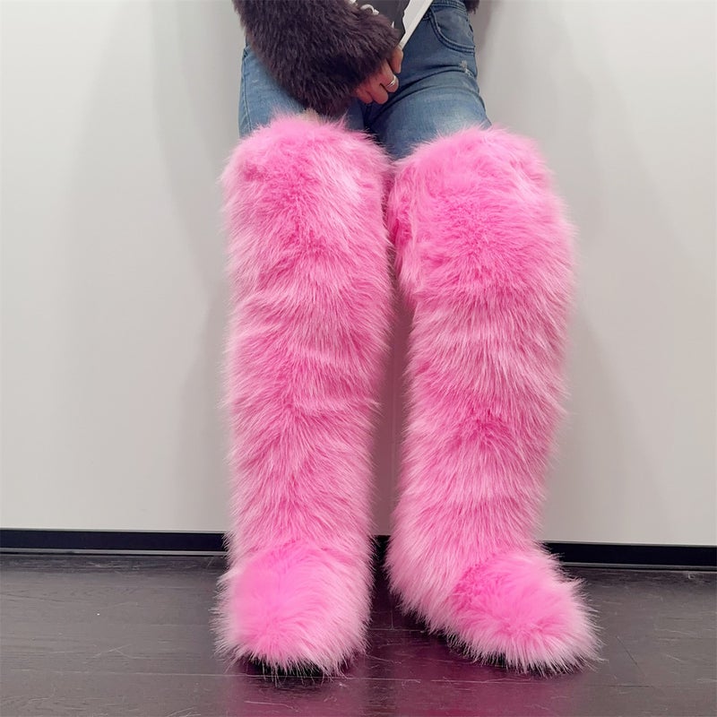 72Cm Ultra-High Imitation Shearling Snow Boots Thigh-High Over-The-Knee Boots Style Thigh High Boots - Image 1