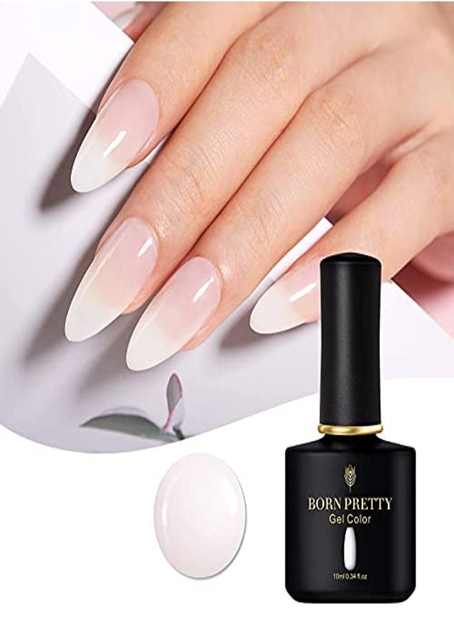 Born Pretty طلاء أظافر جل أبيض حليبي شفاف طلاء أظافر جل أبيض شفاف مع طلاء أظافر LED 10 مل  - Image 2