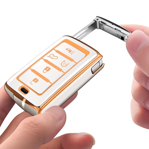 Bqepe for Jeep Key Fob Cover Keychain Fit for 2021-2025 Grand Cherokee Grand Wagoneer Smart Key Shell Case (Lvory white, 5 Buttons-B) - Image 4
