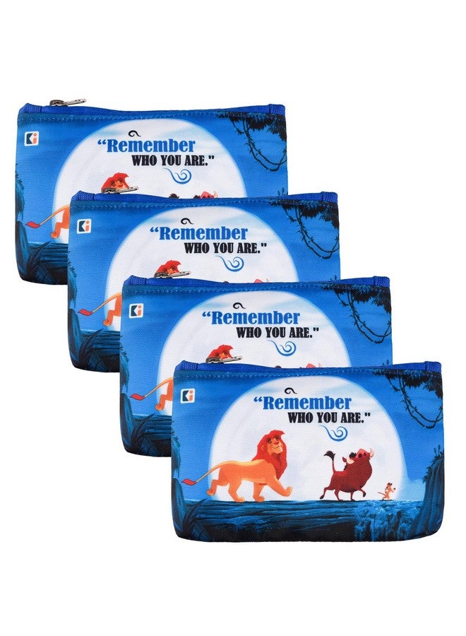 Kuber Industries Pack of 4 Pencil Pouch | Pen-Pencil Box for Kids | School Geometry Pouch | Square Stationary Pouch | Pencil Utility Bag | Zipper Pencil Organizer | Disney-Lion King | Blue - Image 1