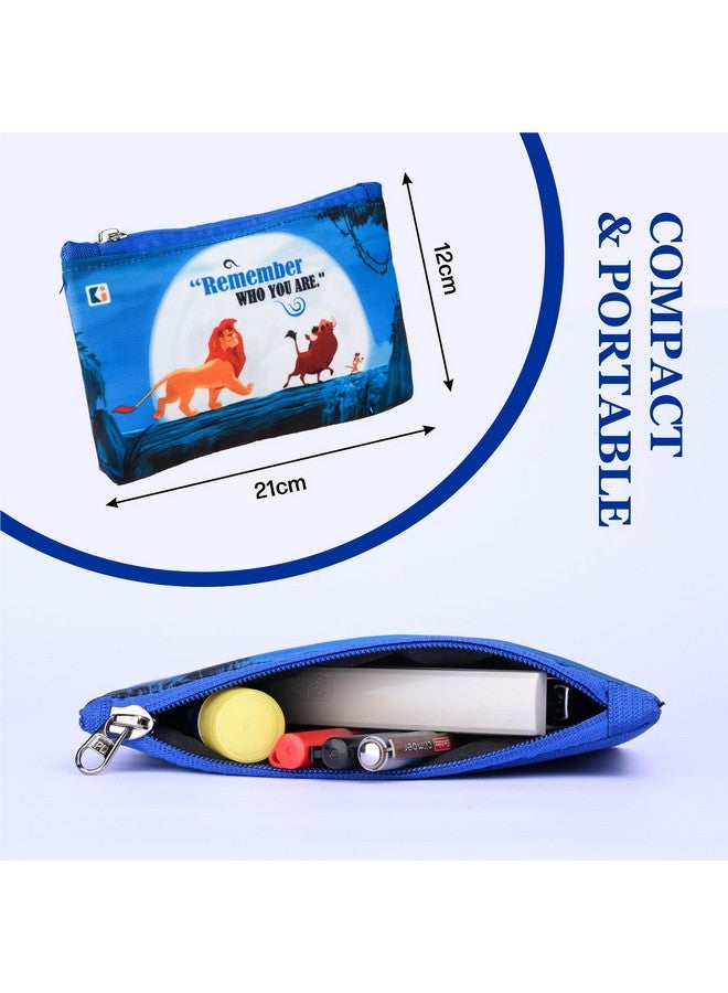 Kuber Industries Pack of 4 Pencil Pouch | Pen-Pencil Box for Kids | School Geometry Pouch | Square Stationary Pouch | Pencil Utility Bag | Zipper Pencil Organizer | Disney-Lion King | Blue - Image 3