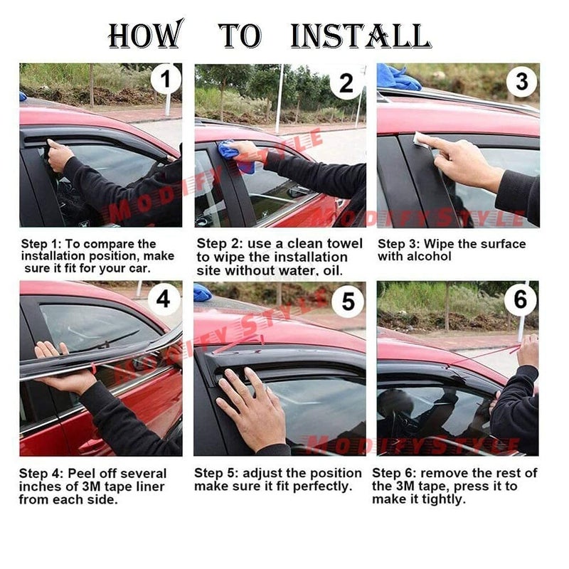 ModifyStyle Unbreakable Chrome line Door Visor/Wind Deflector/Rain Guard Compatible for Volkswagen Taigun (Set of 4pc) - Image 4