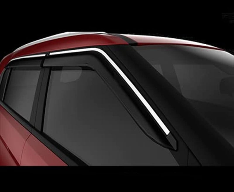 ModifyStyle Unbreakable Chrome line Door Visor/Wind Deflector/Rain Guard Compatible for Volkswagen Taigun (Set of 4pc) - Image 2