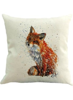 NIBEMINENT Fox Printed Cushion Cover White/Red/Brown 45x45cm 