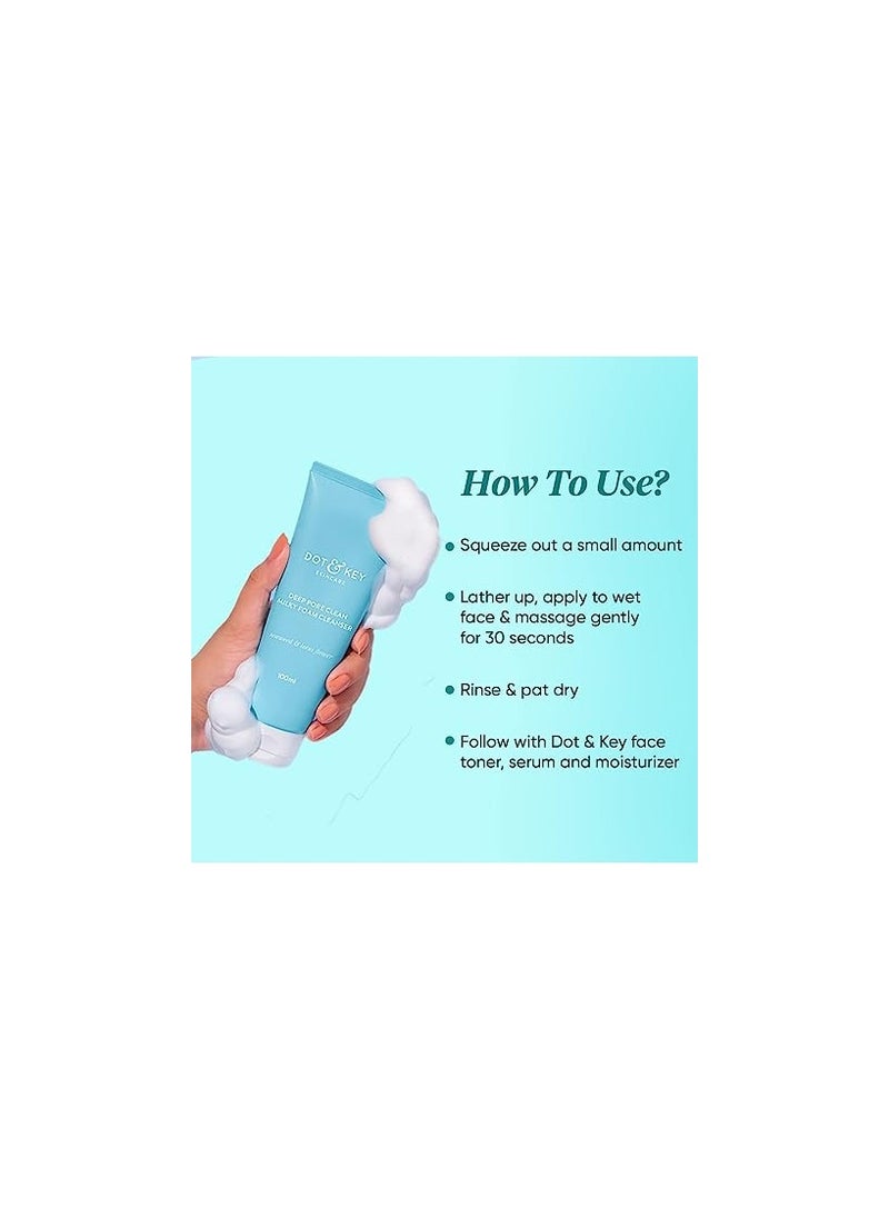 Dot & Key Deep Pore Clean Milky Foam Cleanser with Seaweed & Lotus Flower