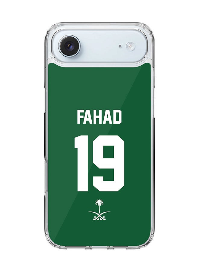 Stylizedd Classic Clear MagSafe Case for iPhone 17 Air , Hybrid Soft Case Flexible Edges Anti Drop TPU PC Gel Thin Transparent Cover [ Designed for iPhone 17 Air ] - Football Team - Saudi Arabia, Player Name - Fahad