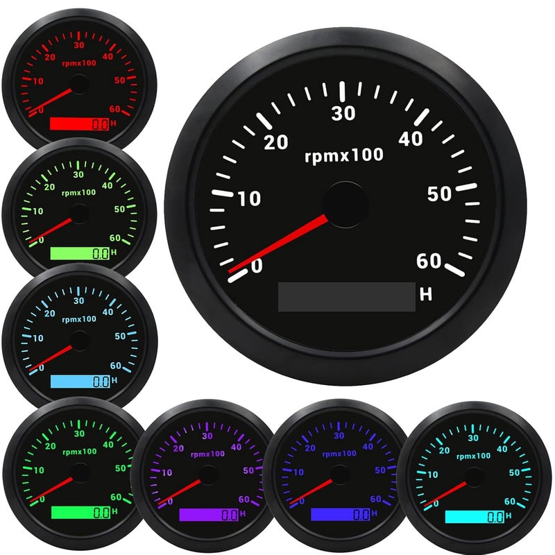 Geloo 85MM RPM Tachometer Gauge with 7 Color Backlight - Image 1