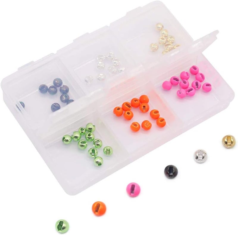 XFISHMAN Tungsten-Slot-Beads-Fly-Tying-Beads-Heads-Assortment Fly Tying Materials Nymph for Fly Fishing Slotted Tungsten Beads 60 Pack - Image 5