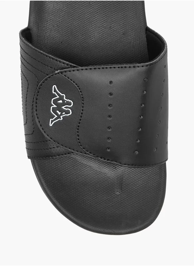 Kappa Men's Logo Print Slides With Hook And Loop Closure