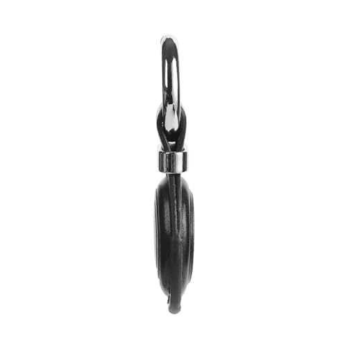 Jayanes Genuine Leather Keychain Holder Compatible with AirTag - Secure Case Cover Key Ring Chain Fob Accessories Intended for Air Tag - Black - Image 2