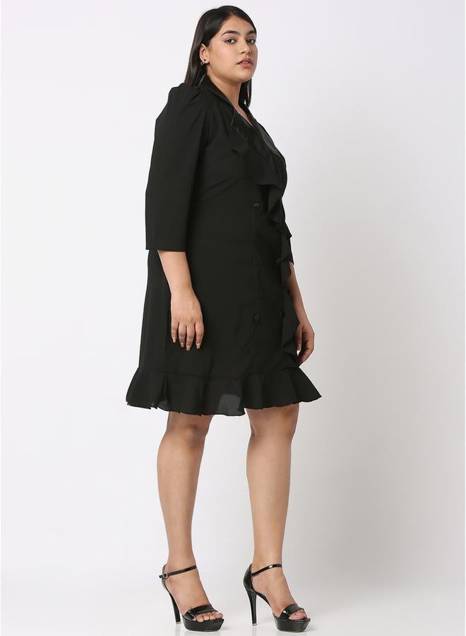 Mish Black Ruffle Mini Dress  - Image 3