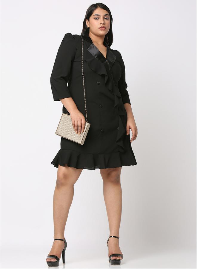 Mish Black Ruffle Mini Dress  - Image 1