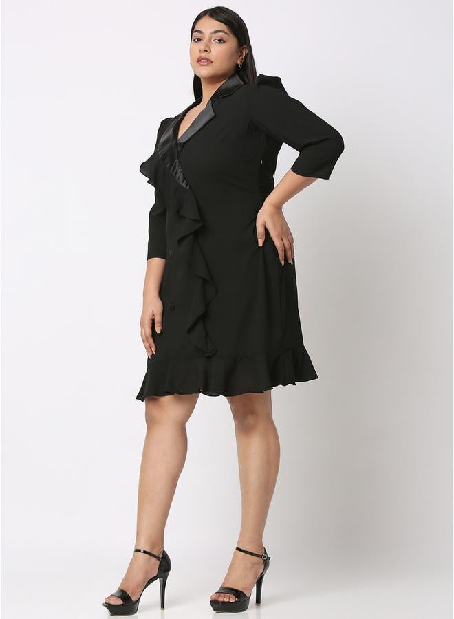 Mish Black Ruffle Mini Dress  - Image 4