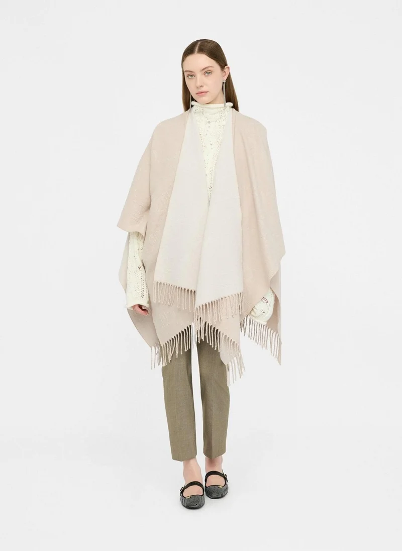 Liu Jo Poncho with logo and fringes