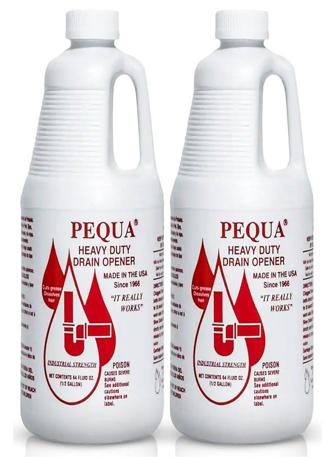 PEQUA INDUSTRIES 64 oz Pequa Heavy Duty Drain Opener - Powerful, Non-Acid, Fast-Acting Formula, Safe for All Pipes, Industrial strength Drain Cleaner for Sinks, Tubs, Septic Tanks (Pack of 2) - Image 1