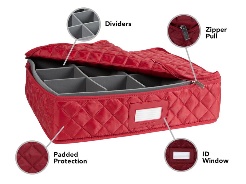 Covermates Keepsakes - Adjustable Glassware Storage - Padded Protection - ID Window - Stain Resistant - Machine Washable - China Storage, Red - Image 5