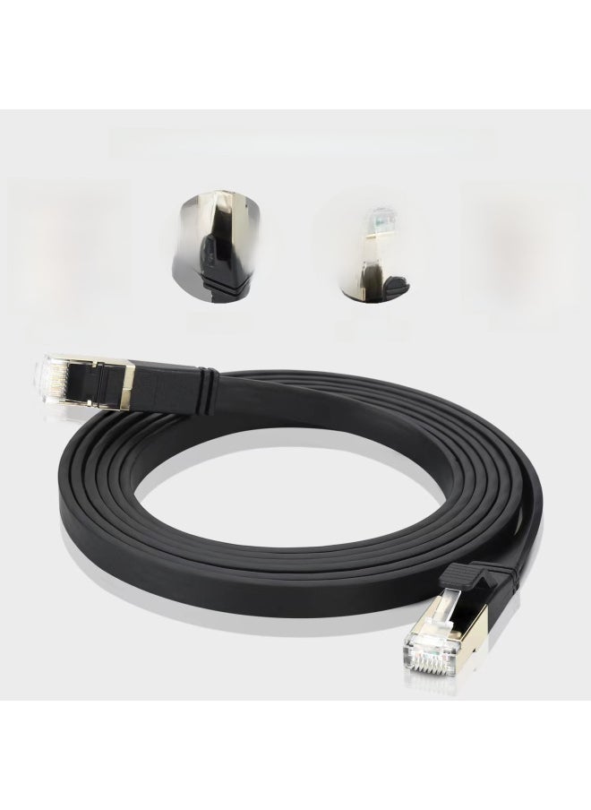Generic Supply Flat CAT8 Class 8 Double Shielded 40Gbps Computer Routing Switch 10 Gigabit Network Cables-Color:Black-Line Length:1.8M  - Image 2