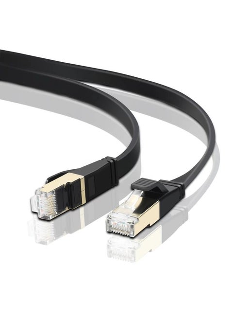 Supply Flat CAT8 Class 8 Double Shielded 40Gbps Computer Routing Switch 10 Gigabit Network Cables-Color:Black-Line Length:1.8M