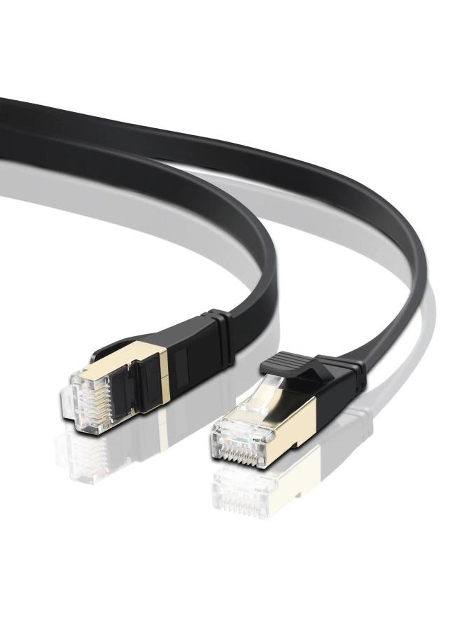 Generic Supply Flat CAT8 Class 8 Double Shielded 40Gbps Computer Routing Switch 10 Gigabit Network Cables-Color:Black-Line Length:1.8M  - Image 1